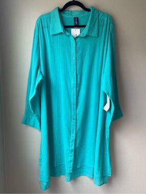 100% Cotton Swimsuits for All Button Down Beach Shirt Dress Coverup